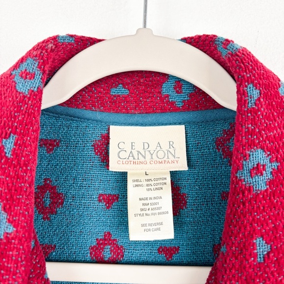 Vintage Cedar Canyon Southwestern Print Woven Vest Sz L - Picture 5 of 10